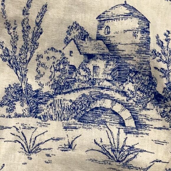 Chloe + Rene Linen blend Cottage Print Dress Blue and White Sleeveless M - Picture 15 of 16